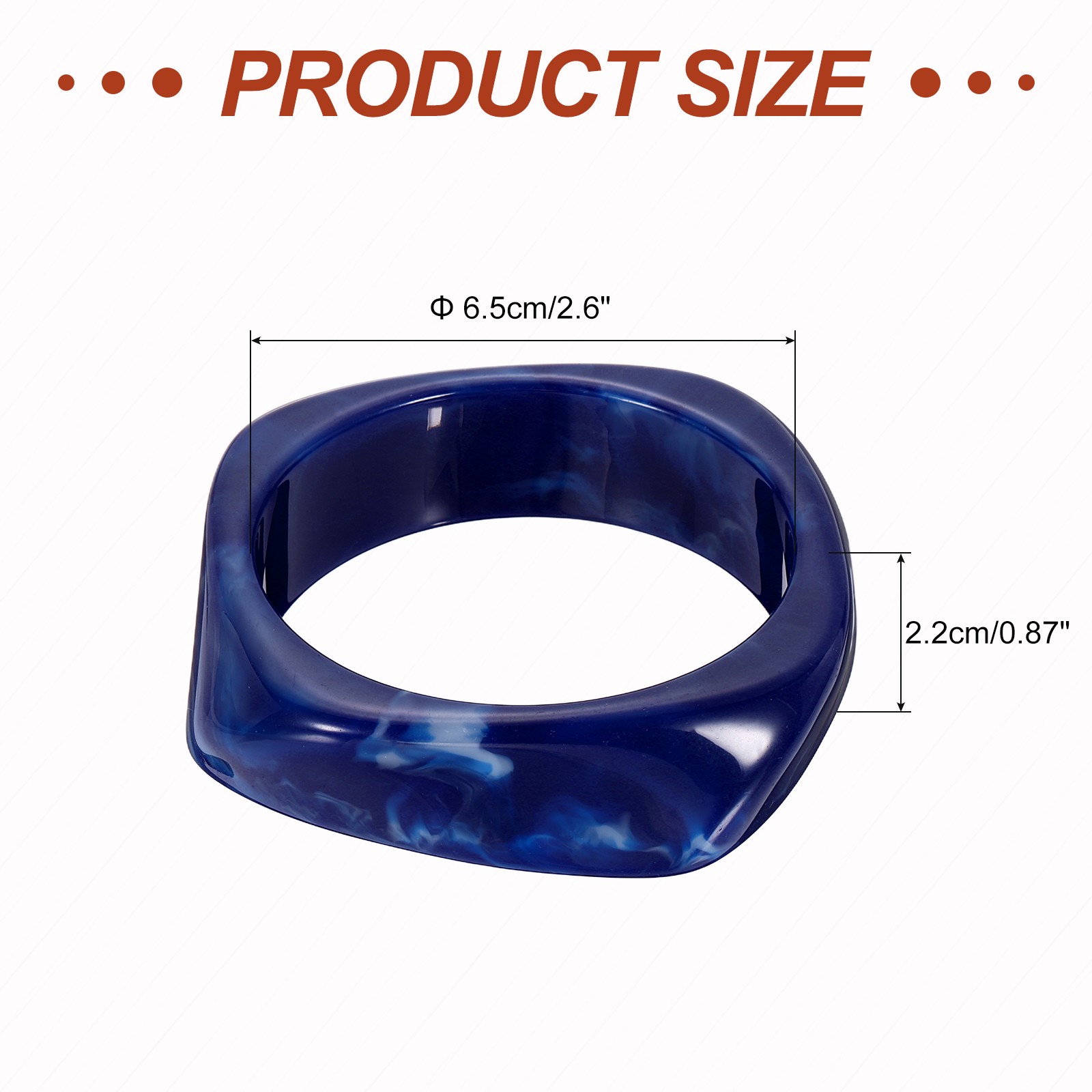 Chunky Acrylic Resin Bangle Geometric Chunky Bracelet for Women, Blue/White