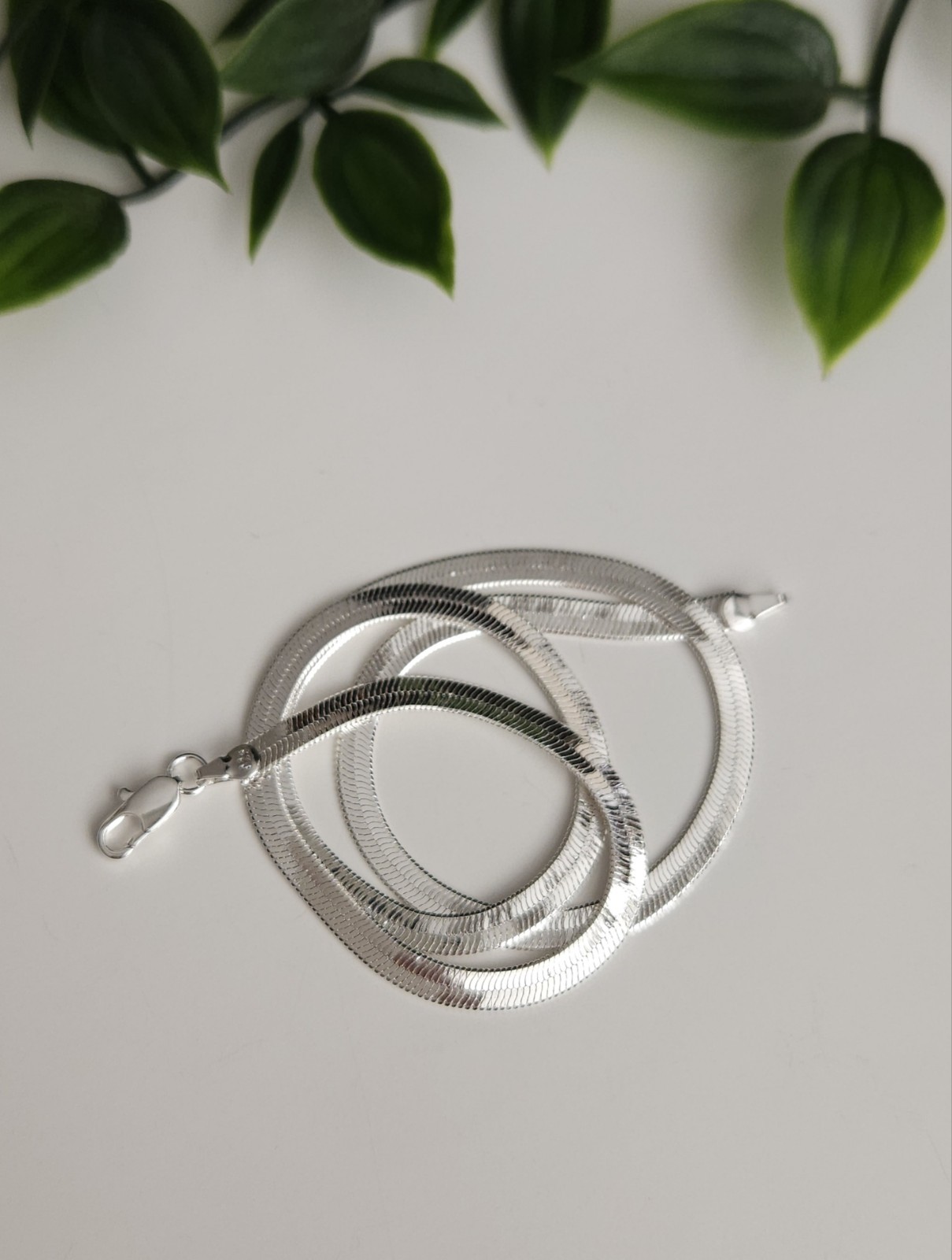 925 Sterling Silver Herringbone Necklace 45cm 18″ 4mm Flat Chain Ladies Gift