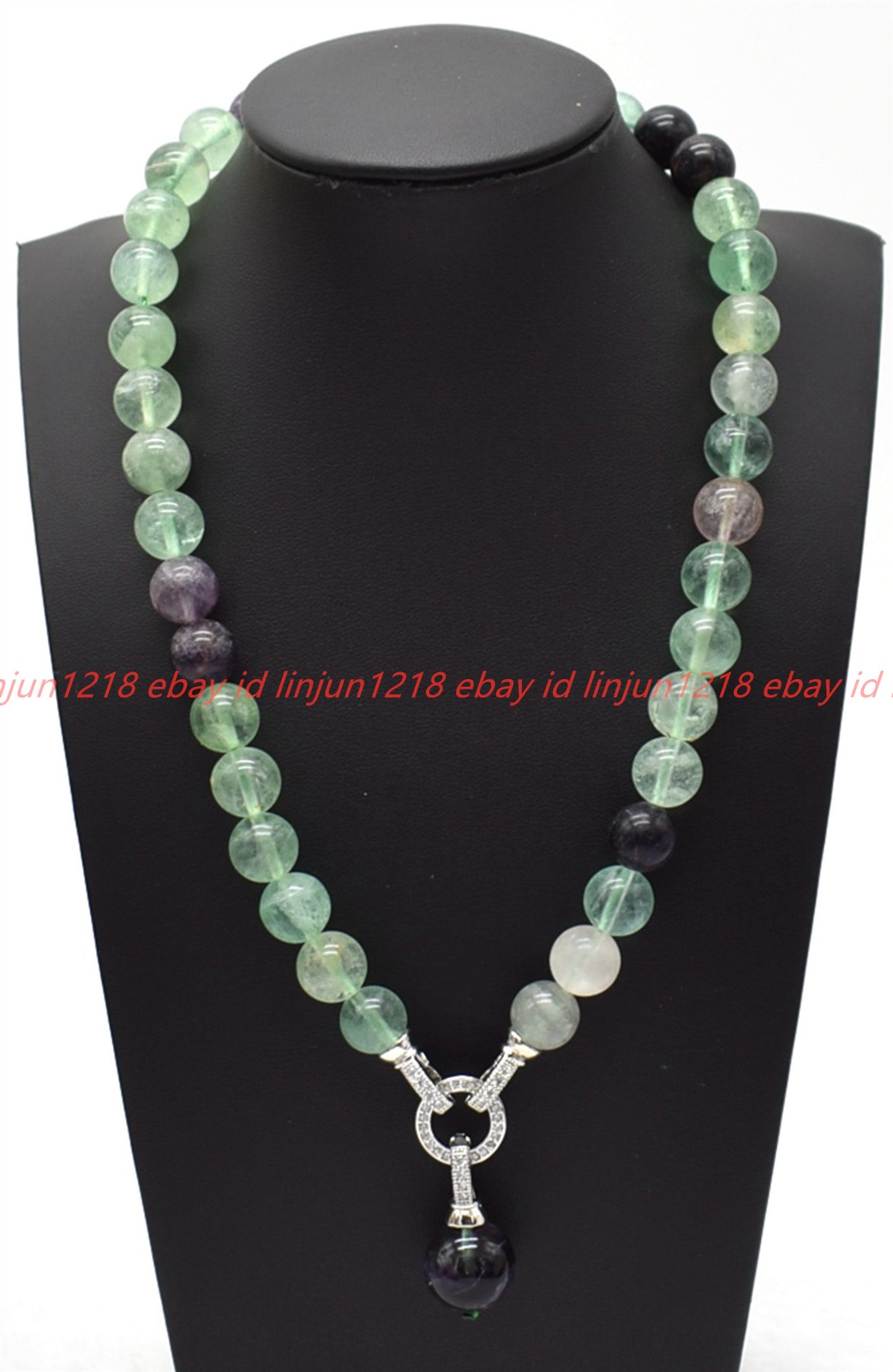 Natural 8/10/12mm Multicolor Fluorite Gems Round Beads Pendant Necklace 16-28in