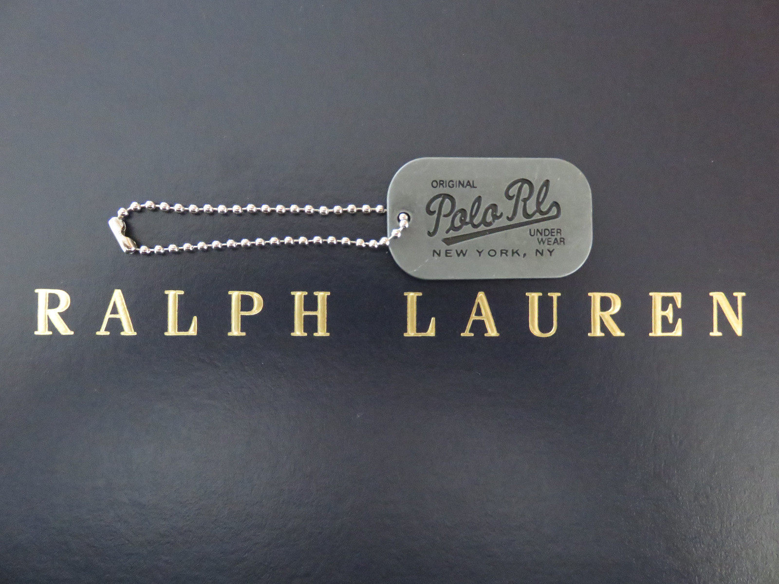 Polo RALPH LAUREN POLO RL New York Metal Gunmetal Dog Tag NEW