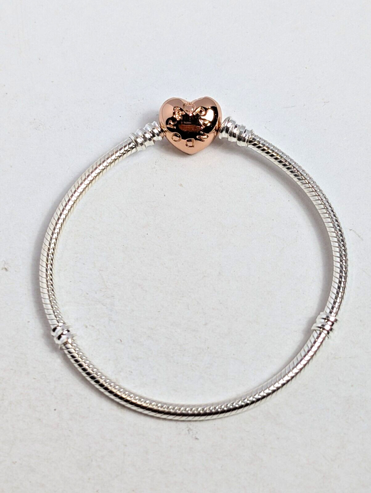 Authentic Pandora Bracelet, Rose Heart Clasp, #580719