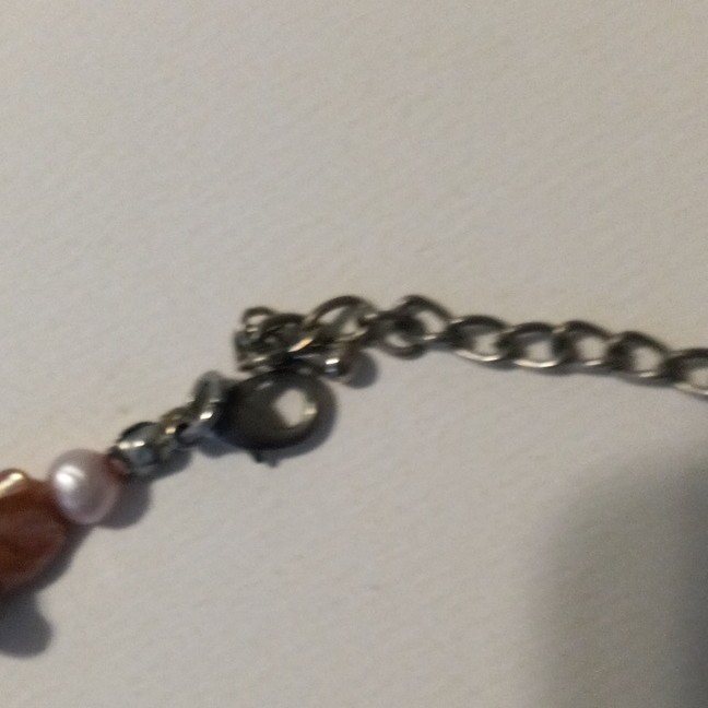 Pink Brown Glass Oval Beaded Necklace Cable Chain, Adjustable Extender Lobster