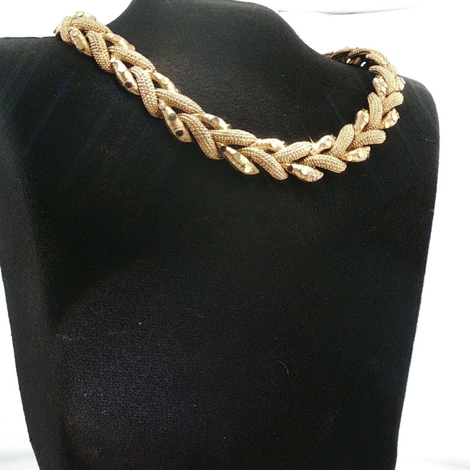 Signed Boucher Gold-Tone Woven Link Necklace Vintage Elegant Jewelry