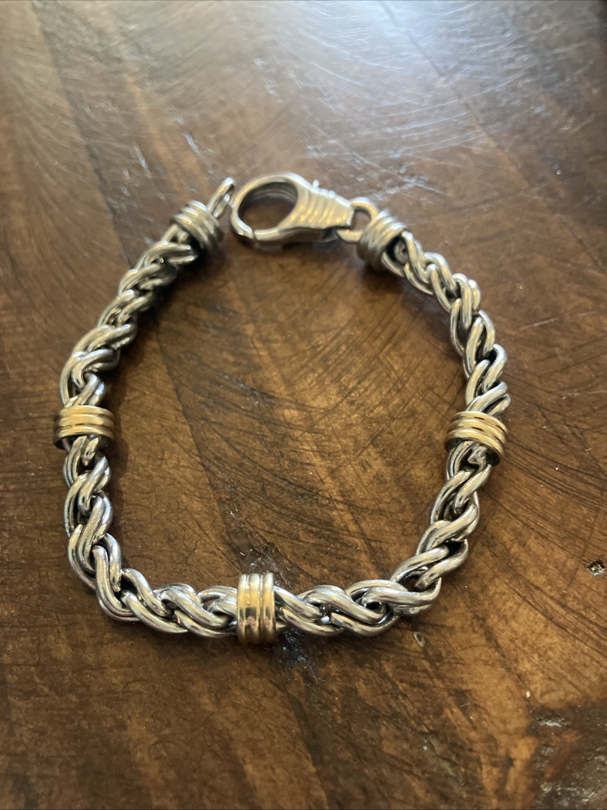 .925 And 14k Dolan Bullock Designer Wheat Chain Style Bracelet 8-1/2” 28.9 grams