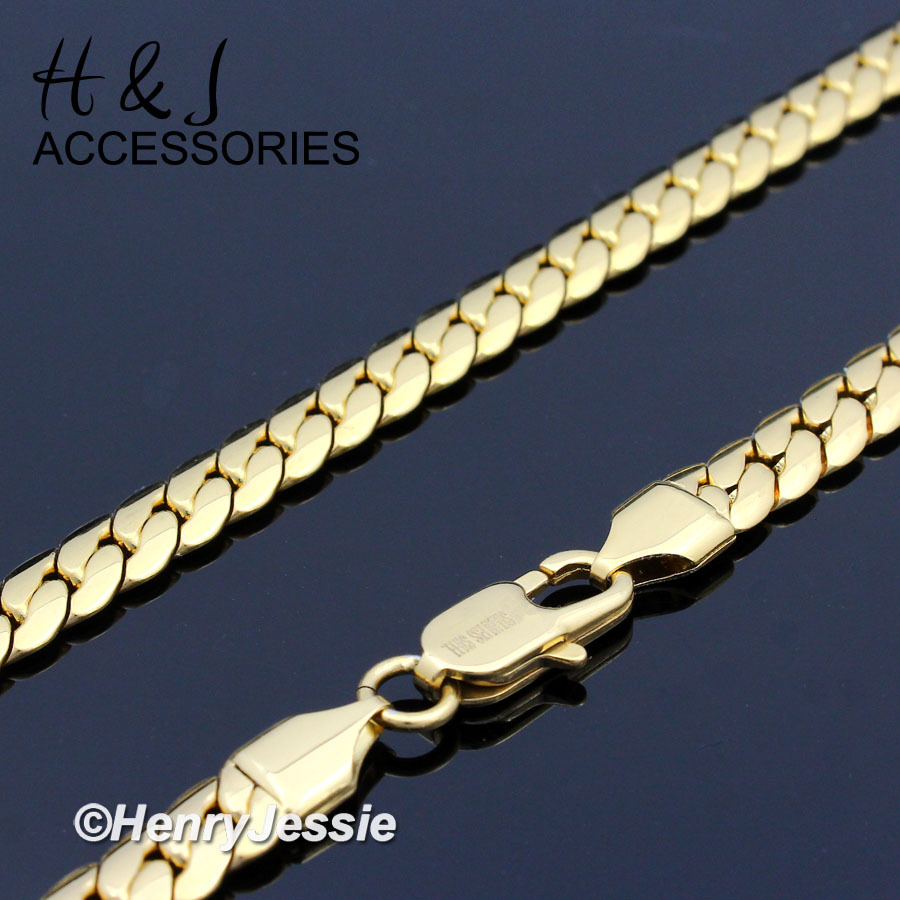 18-40″MEN 316L Stainless Steel 4mm Gold Plated Miami Cuban Curb Necklace*155