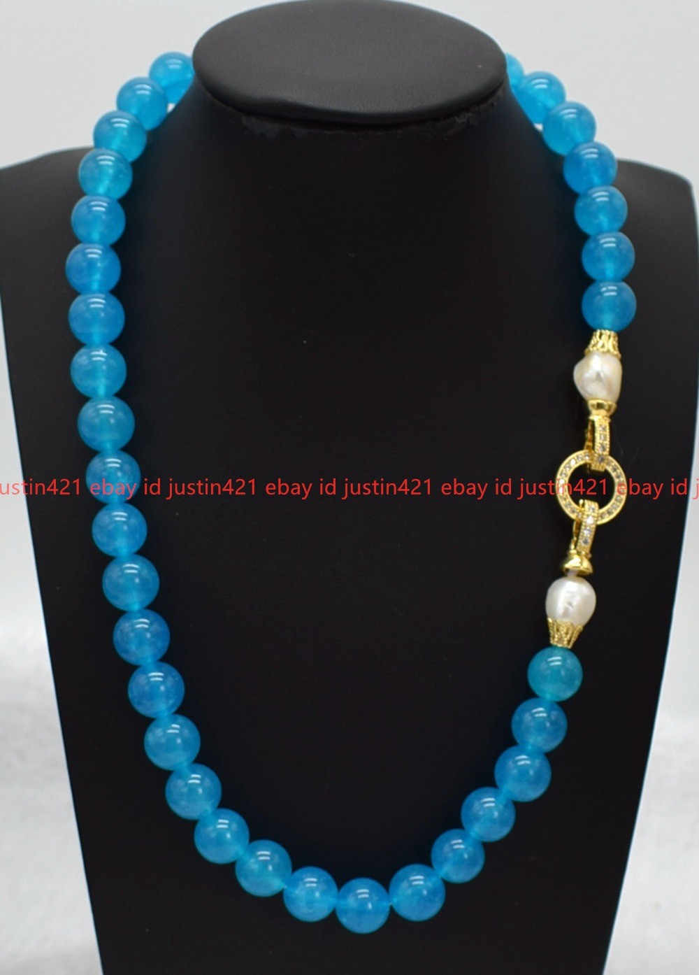 Elegant Pretty Natural 8/10mm Blue Topaz Gemstone Round Beads Necklace 16-36in