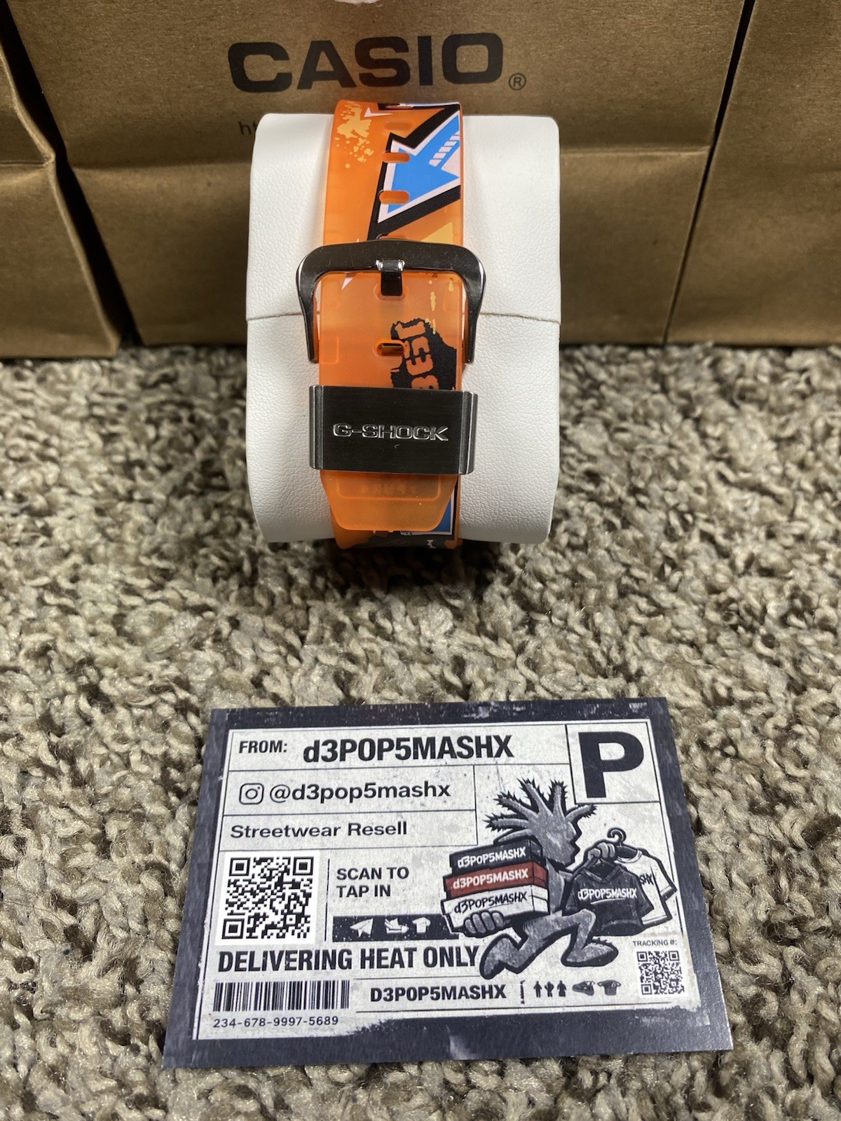 Casio G-SHOCK Analog & Digital Quartz Watch Orange Resin Strap 200m Box Papers