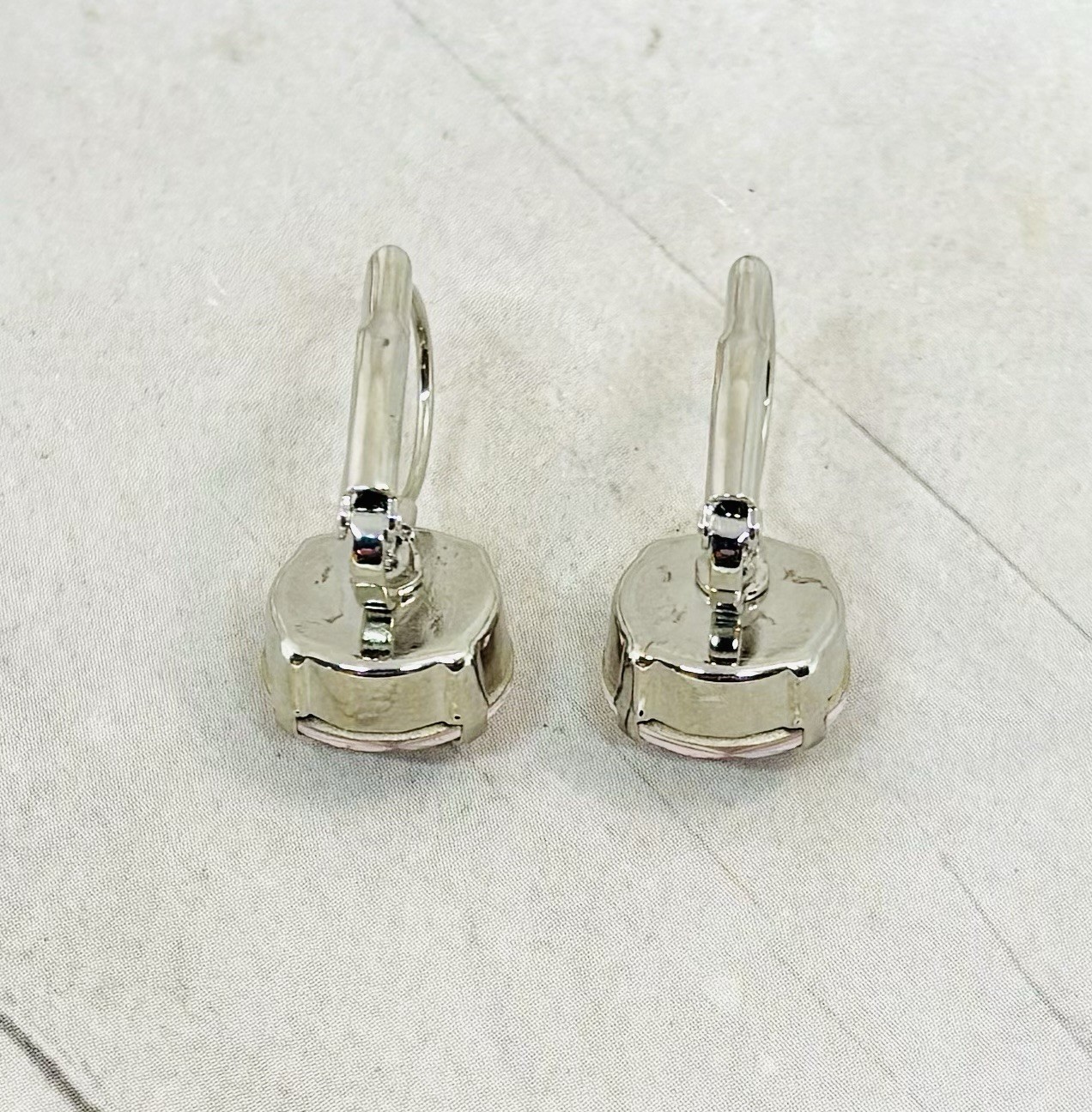 12mm Shiny Silver Plated Very Light Rosalina Pink Cup Chain Earrings Earrings
