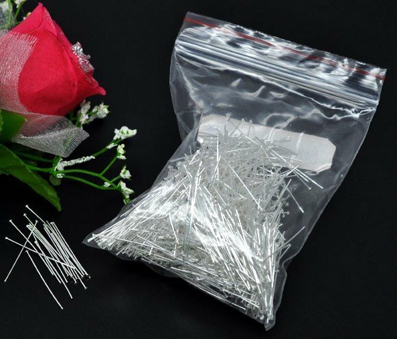 100 pcs. Silver Plated Flat Head Pins – 50mm (2 inch) x 0.7mm 21 Gauge