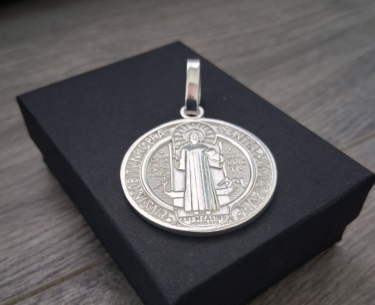 San Benito Benedict medalla ,dije de plata 925 Mexicano medalla,colgante.