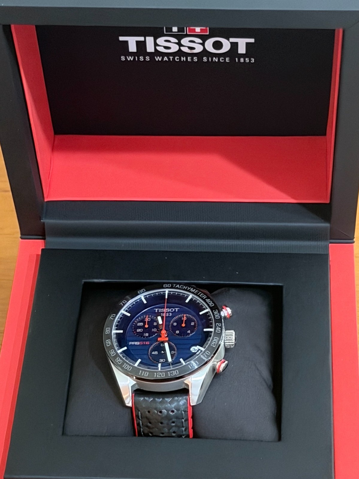 TISSOT PRS 516 Quartz Chronograph T1004171604100 Blue 2 straps Free shipping