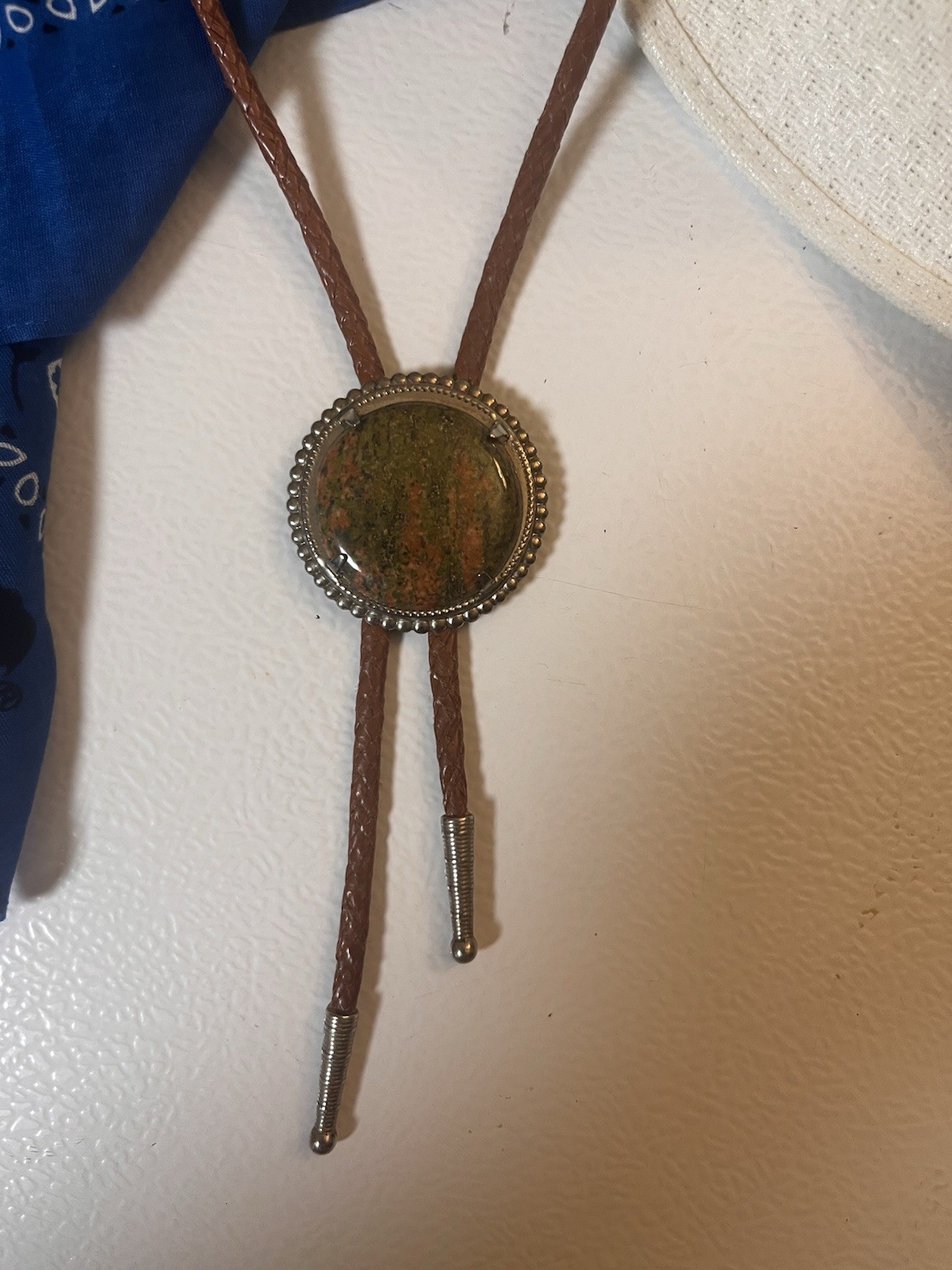 Bolo Tie with Unakite semi- precious stone