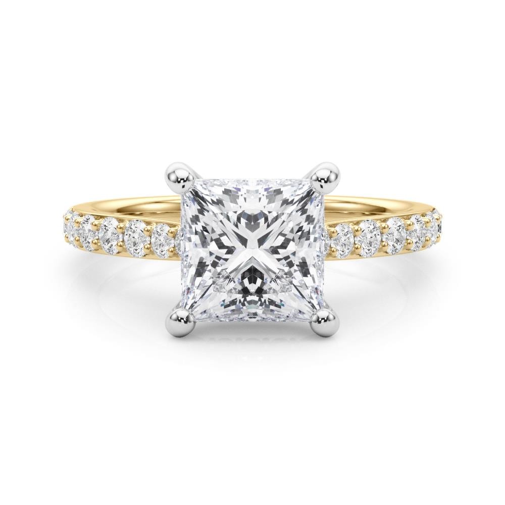 VS F 1.35-3.65Ct Princess Cut Hidden Halo Engagement Ring Lab Grown Diamond Gold
