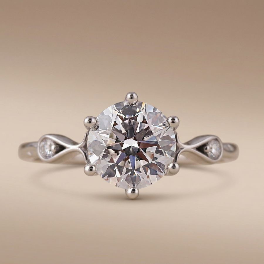 2.50Ct Round-Cut VS1 Lab Grown Diamond Wedding Engagement Ring 14k White Gold