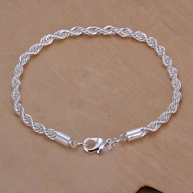 Unisex Women’s 925 Sterling Silver Bracelet Size 8 Inches 4MM lobster L7