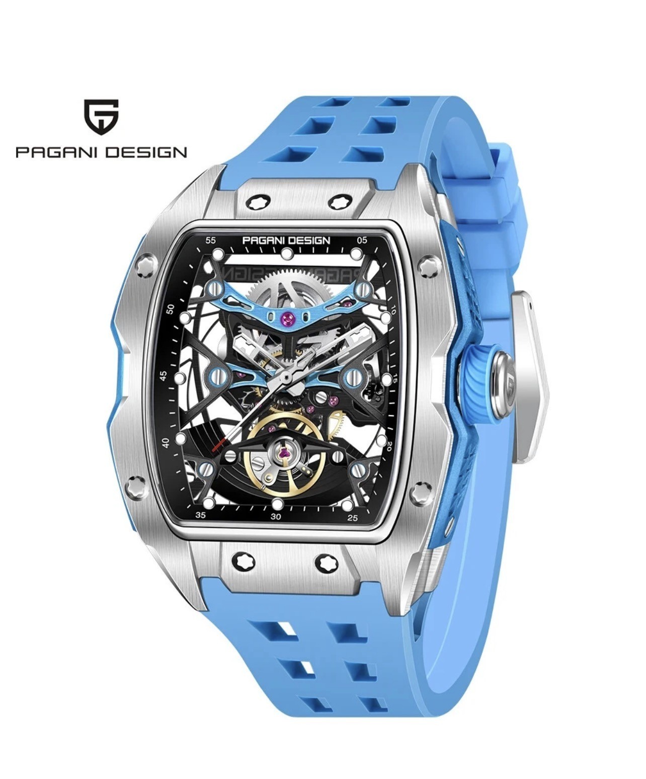 PAGANI DESIGN 42MM PD-YS018 Skeleton Dial Mechanical Watch 50M Waterproof