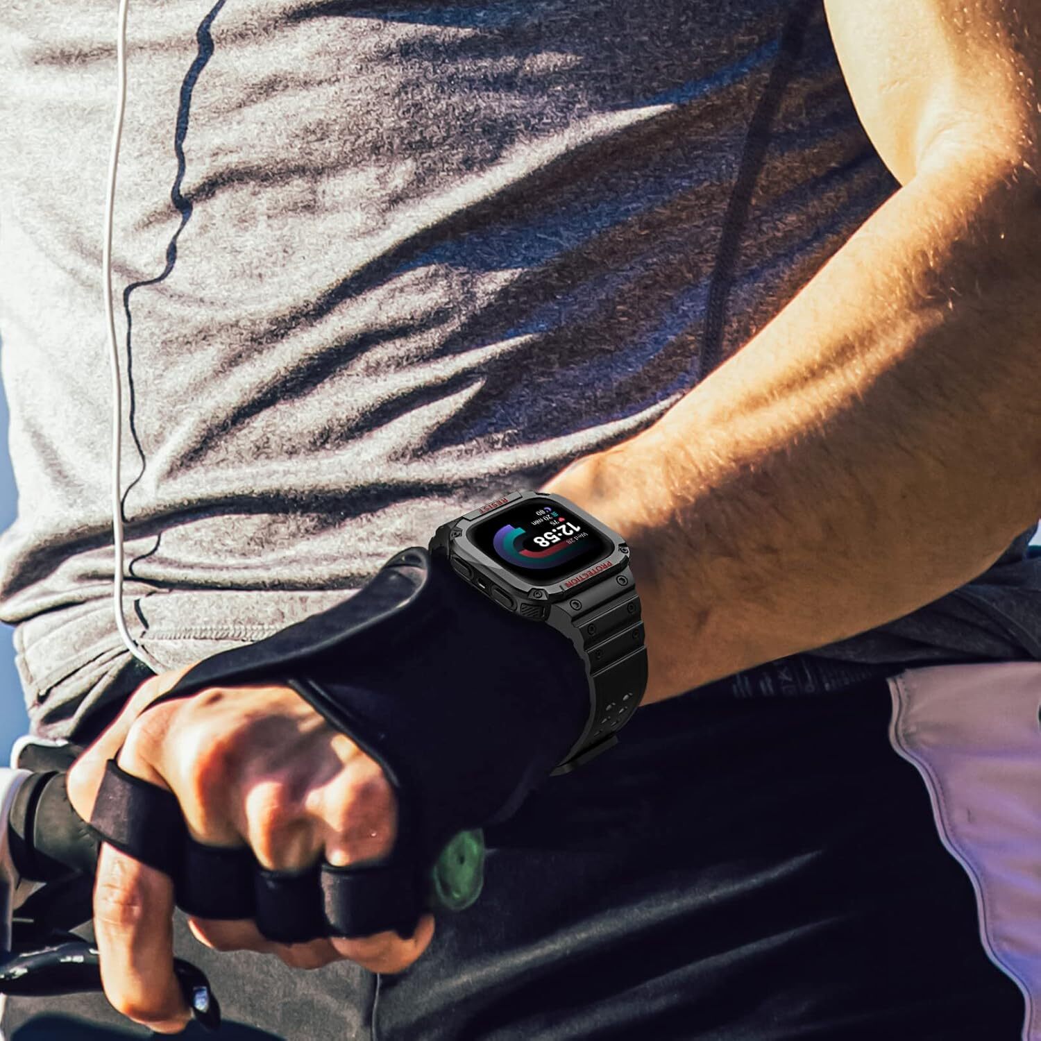 Bands with Case For Fitbit Sense /Fitbit Versa 3 2 Versa Lite Rugged Sport Strap