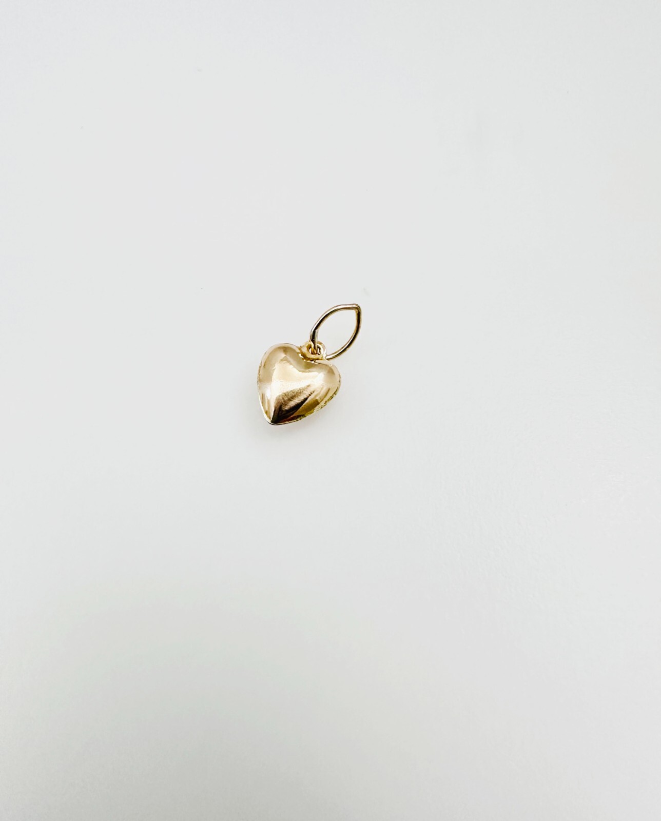 14K Solid Yellow Gold Mini / Petite Puffy Puffed Heart Charm Pendant 12.5x6mm