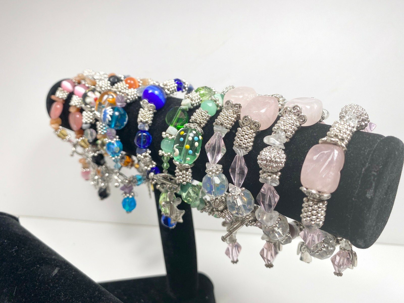 Colorful Bracelets Wholesale Lot of 12 Multi Color Angel Beaded Toggle Bracelet