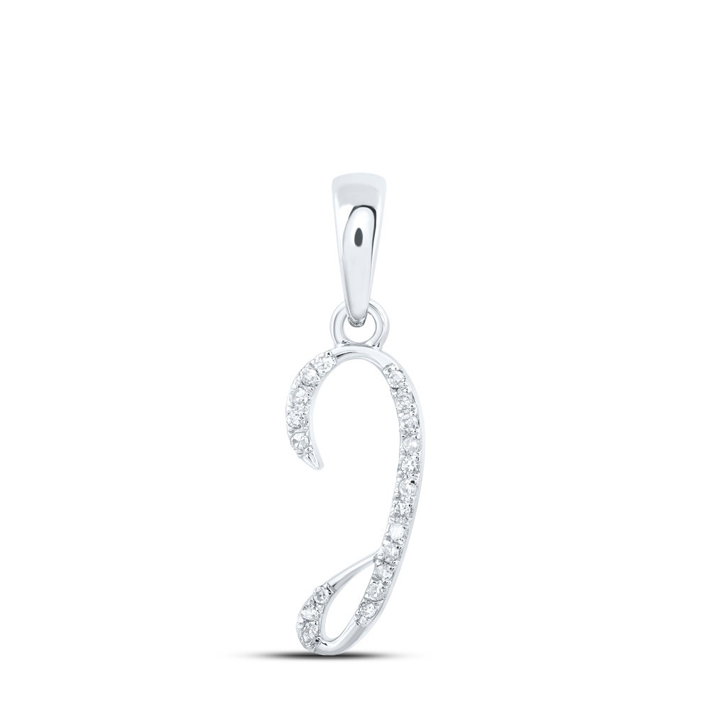 0.06CTW Natural Diamond 0.55g 10k White Gold Initial “I” Pendant Letter Charm
