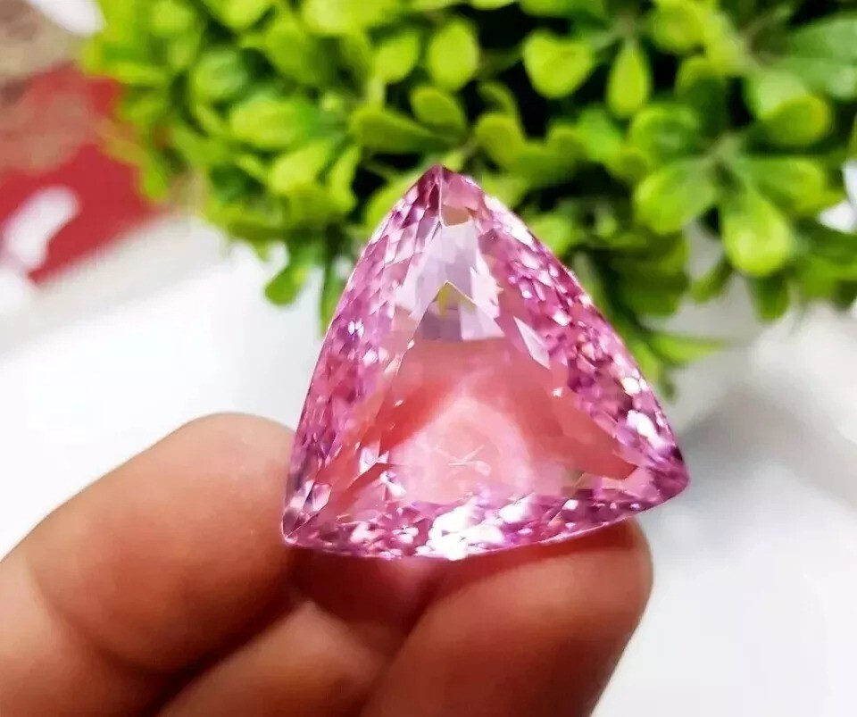 Brazilian Natural Pink Topaz Trillion Cut EGL Certified 98.05 Ct Loose Gemstone