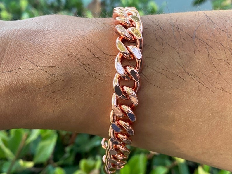 100% Pure Solid Copper Bracelet Arthritis Cuban Chain Curb Link Rider Bracelet
