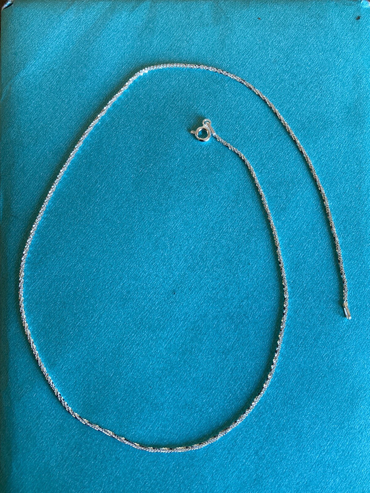 New Sterling Solid 925 Silver Crushed Rock 16″ Necklace 1.3mm Thick Free Shippng