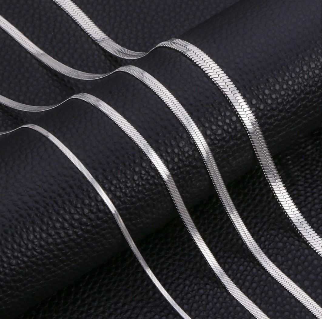 Stainless Steel Herringbone Chain Necklace, Mens Womens, 2-5mm 18-24″