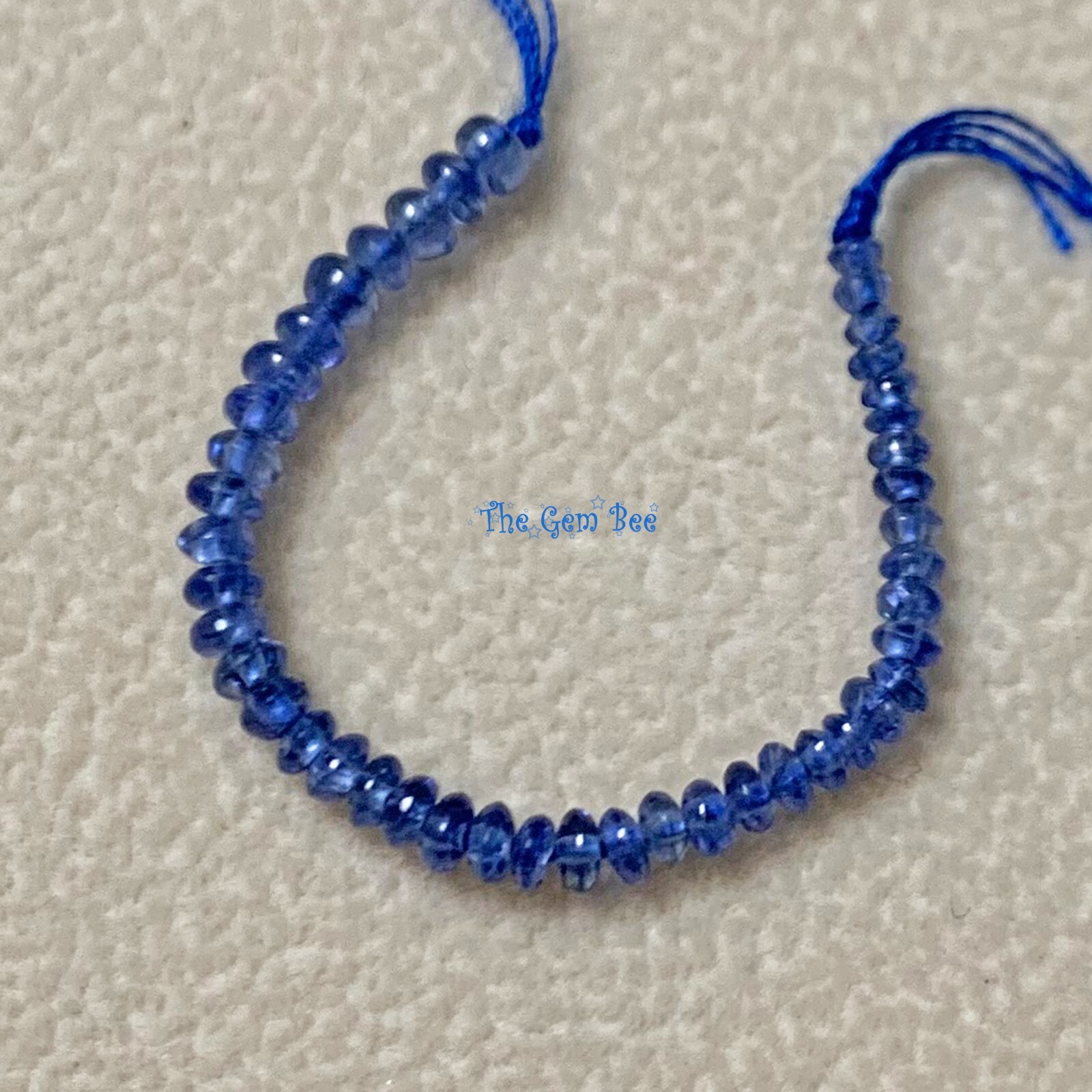 1.8mm-2.4mm Unheated Burmese Gem Royal Blue Sapphire Smooth Rondelle Beads 2″