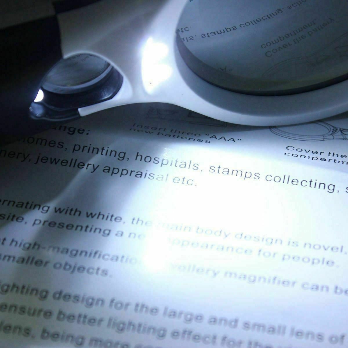 3 LED Light 45X Handheld Magnifier Reading Magnifying Glass Lens Jewelry Loupe
