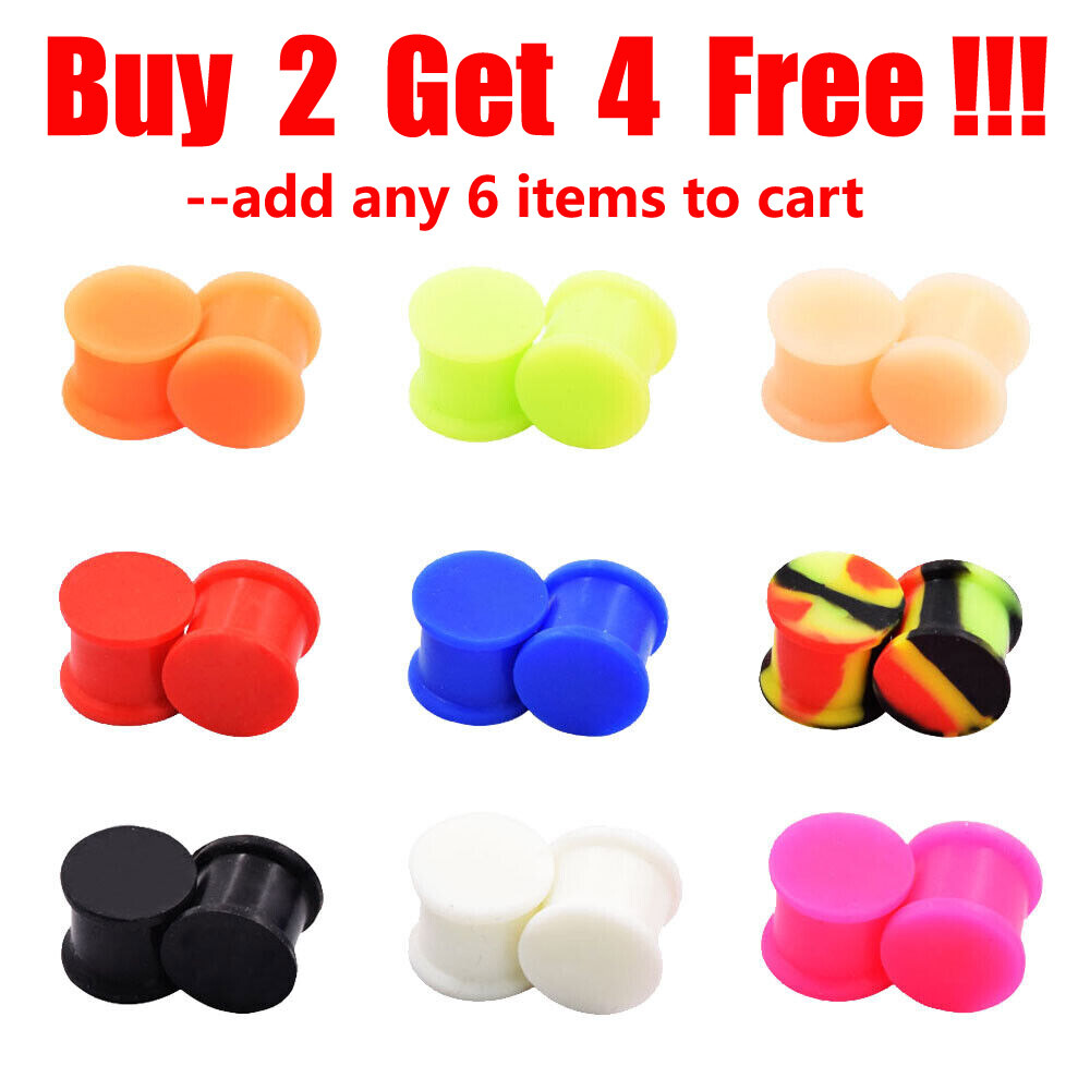 PAIR-SOLID LARGE LIP Silicone Ear Skins-Ear Gauges-Soft Ear plugs-Ear Tunnels