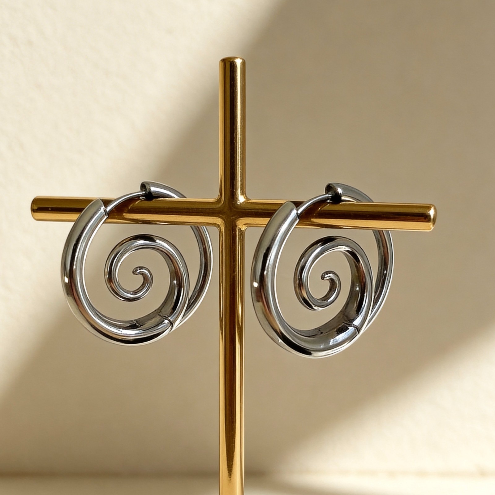 Silver Spiral Hoop Earrings