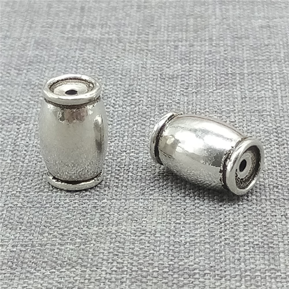 2pcs of 925 Sterling Silver Plain Barrel Beads for Bracelet Necklace Spacers