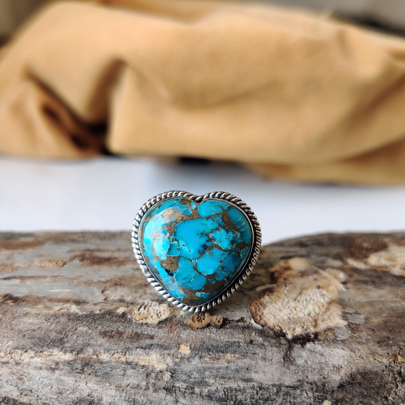 Blue Copper Turquoise Gemstone Ring 925 Sterling Silver Gift For Girlfriend Ring