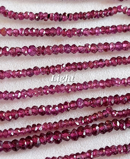 13.5″Strand, 3-3.5 mm Natural Rhodolite Garnet Faceted Rondelle Beads/RJS-229