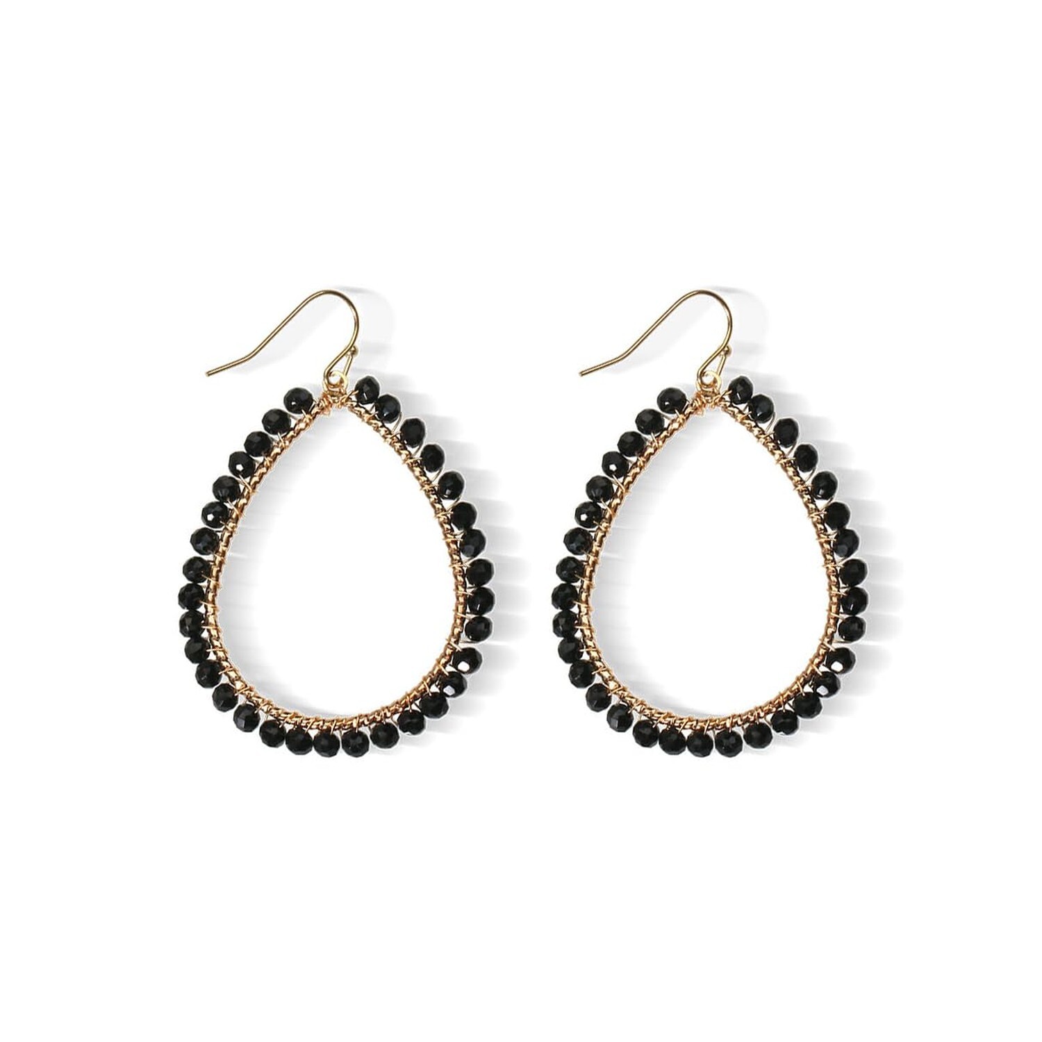 Bohemian Boho Beaded Teardrop Dangle Drop Earrings Hollow Sparkly Crystal Gol…