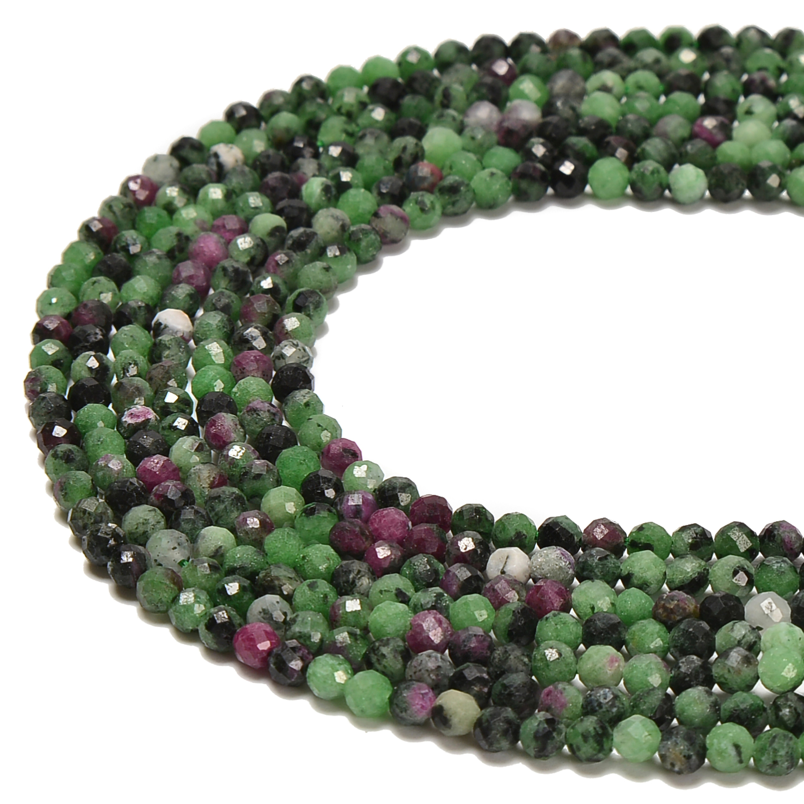 Natural Ruby Zoisite Faceted Round Beads 2mm 3mm 4mm 5mm 6mm 8mm 15.5″ Strand