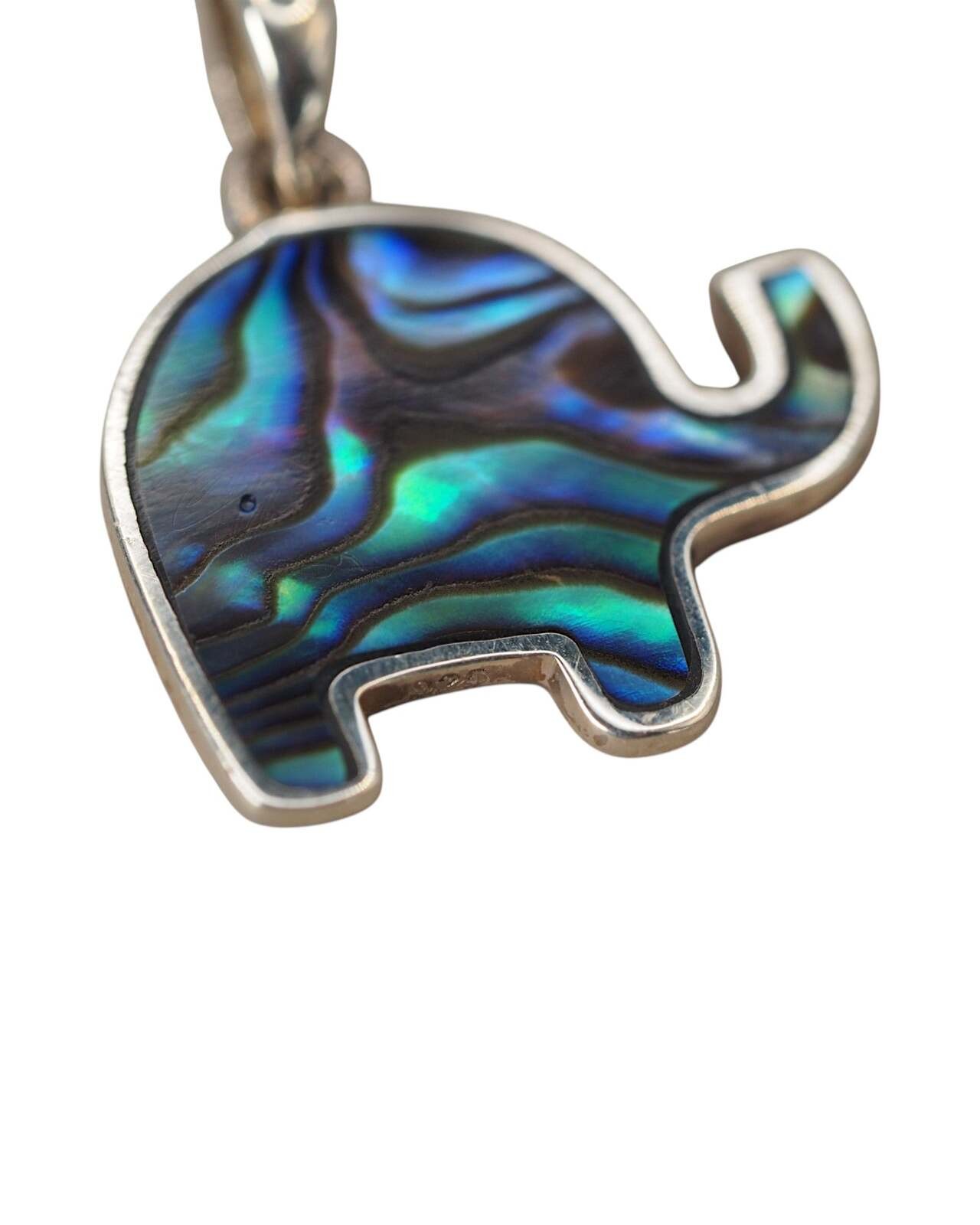 Abalone Elephant Pendant in Sterling Silver, Small Animal Charm