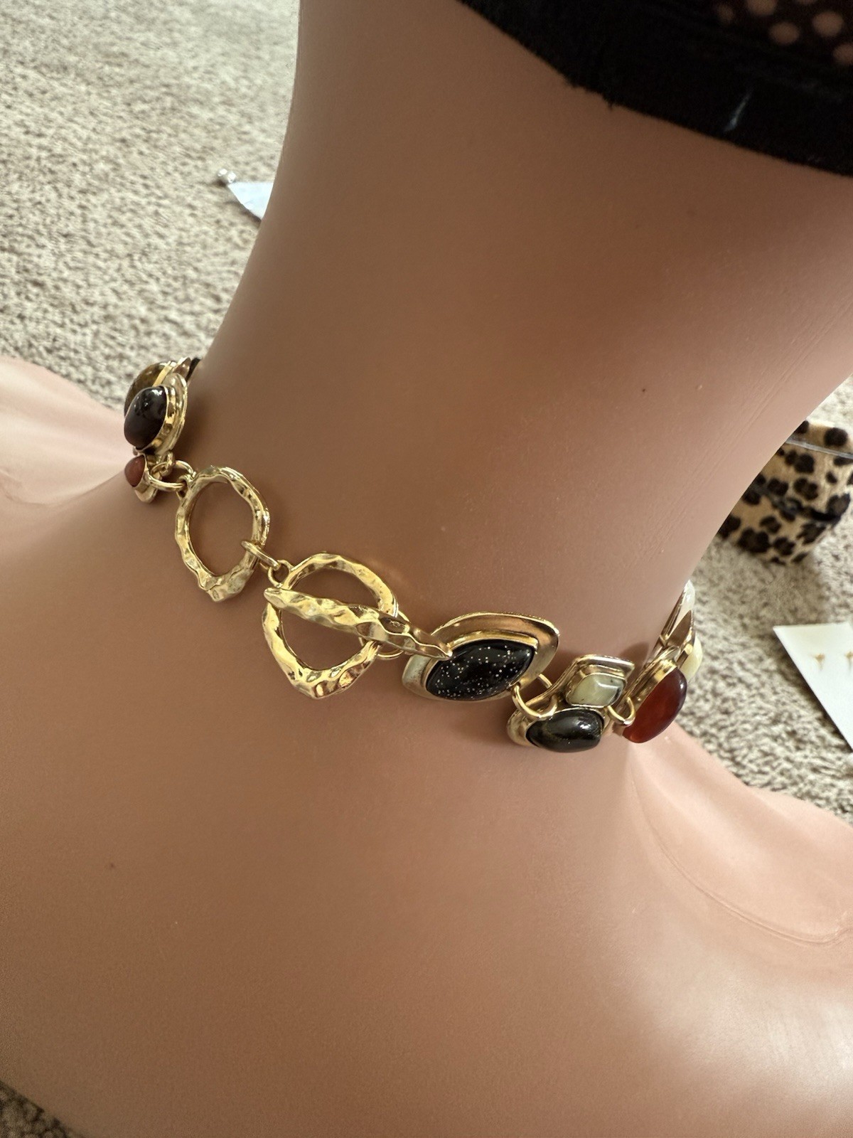 Gold Choker Necklace Chunky Statement White Brown Black