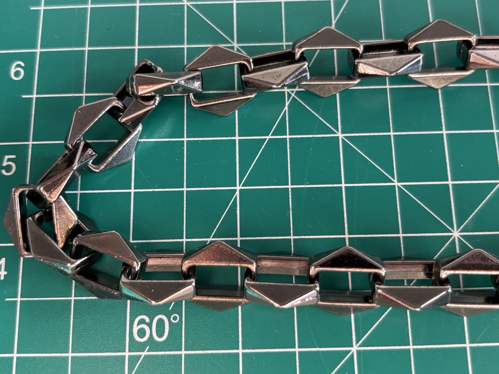 Black Silver Tone Bar Link Chain Bracelet, Adjustable, Lobster Clasp, Extender