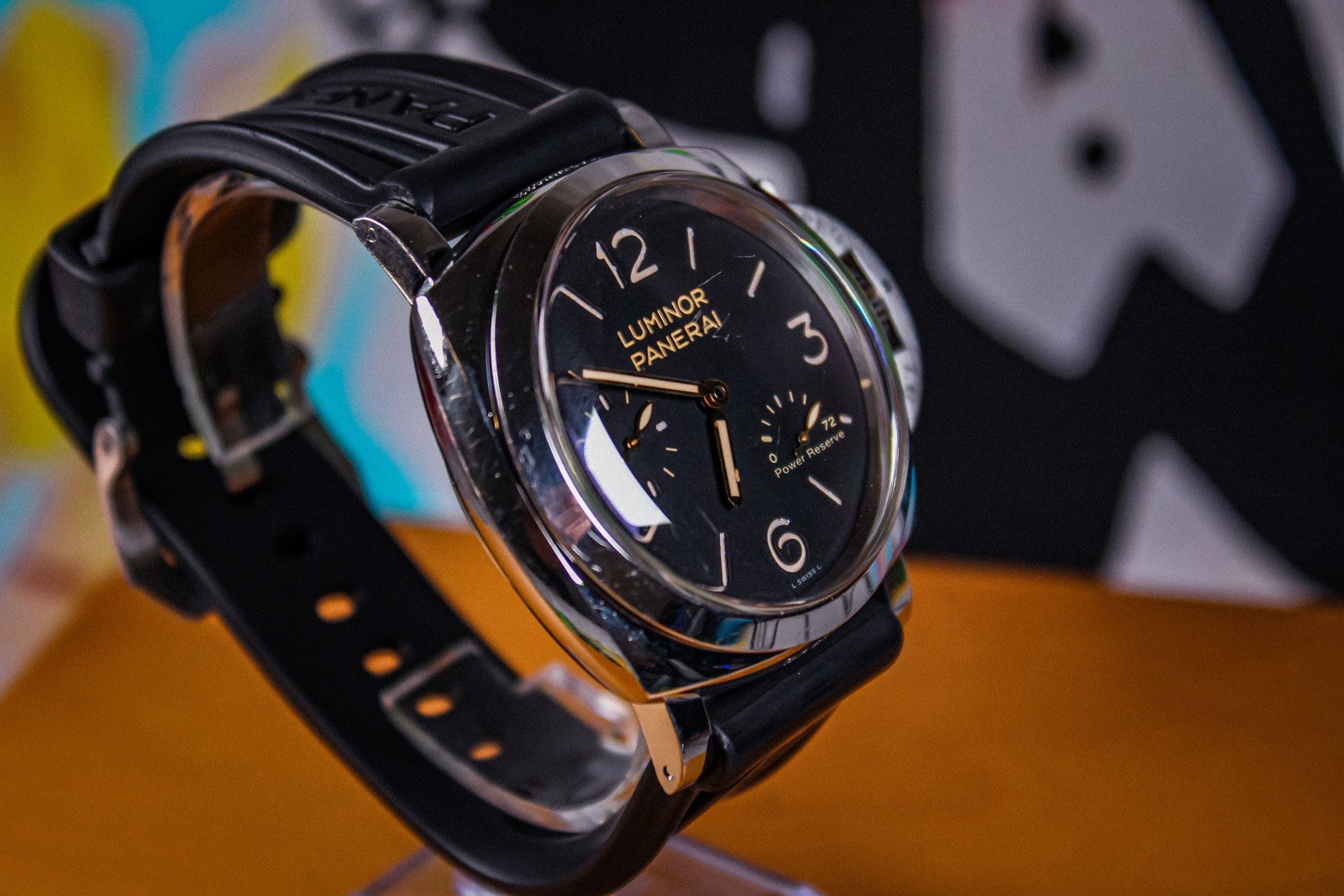 Panerai Luminor 3 Days Men’s Black Rubber Strap @ Lizard Strap Watch – PAM00423