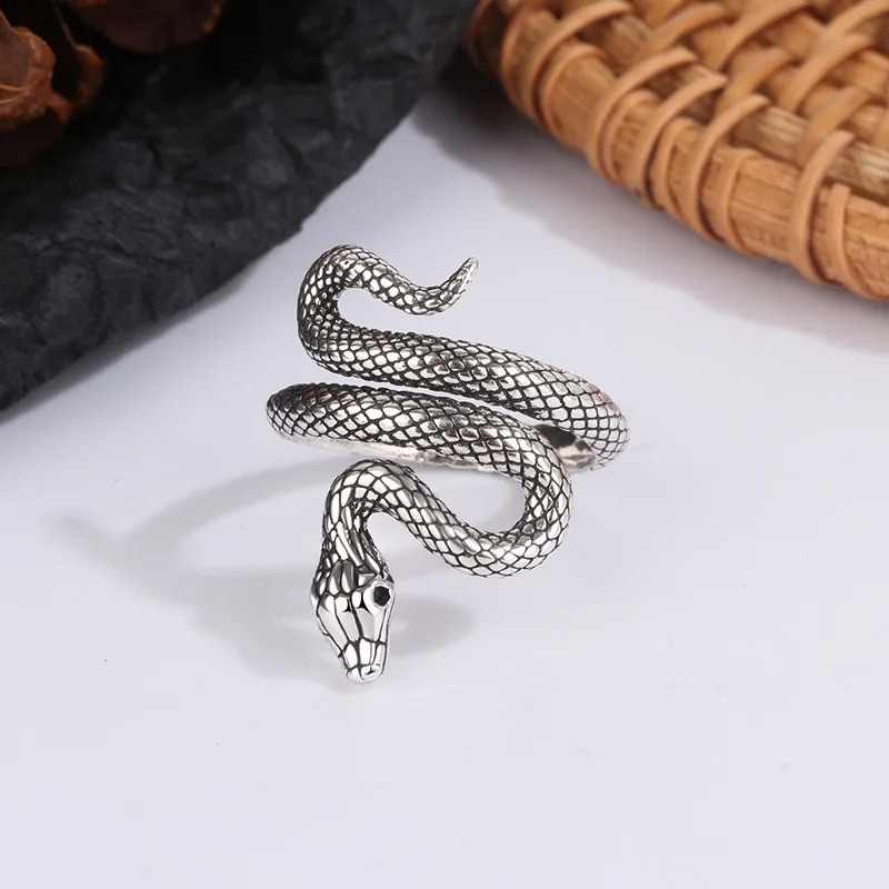 925 Sterling Silver Snake Ring Adjustable Vintage Women s Fine Jewelry Gift