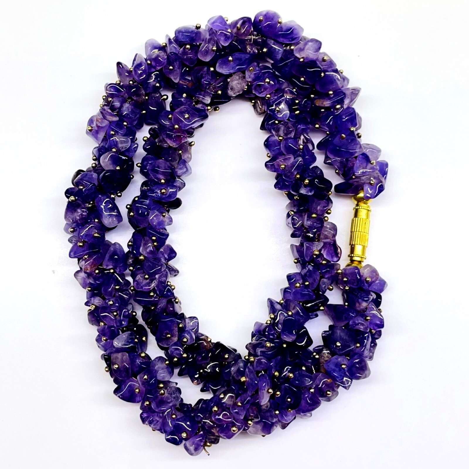 Natural Purple Amethyst Boutique Designer Handmade Beaded Necklace 18 Inches