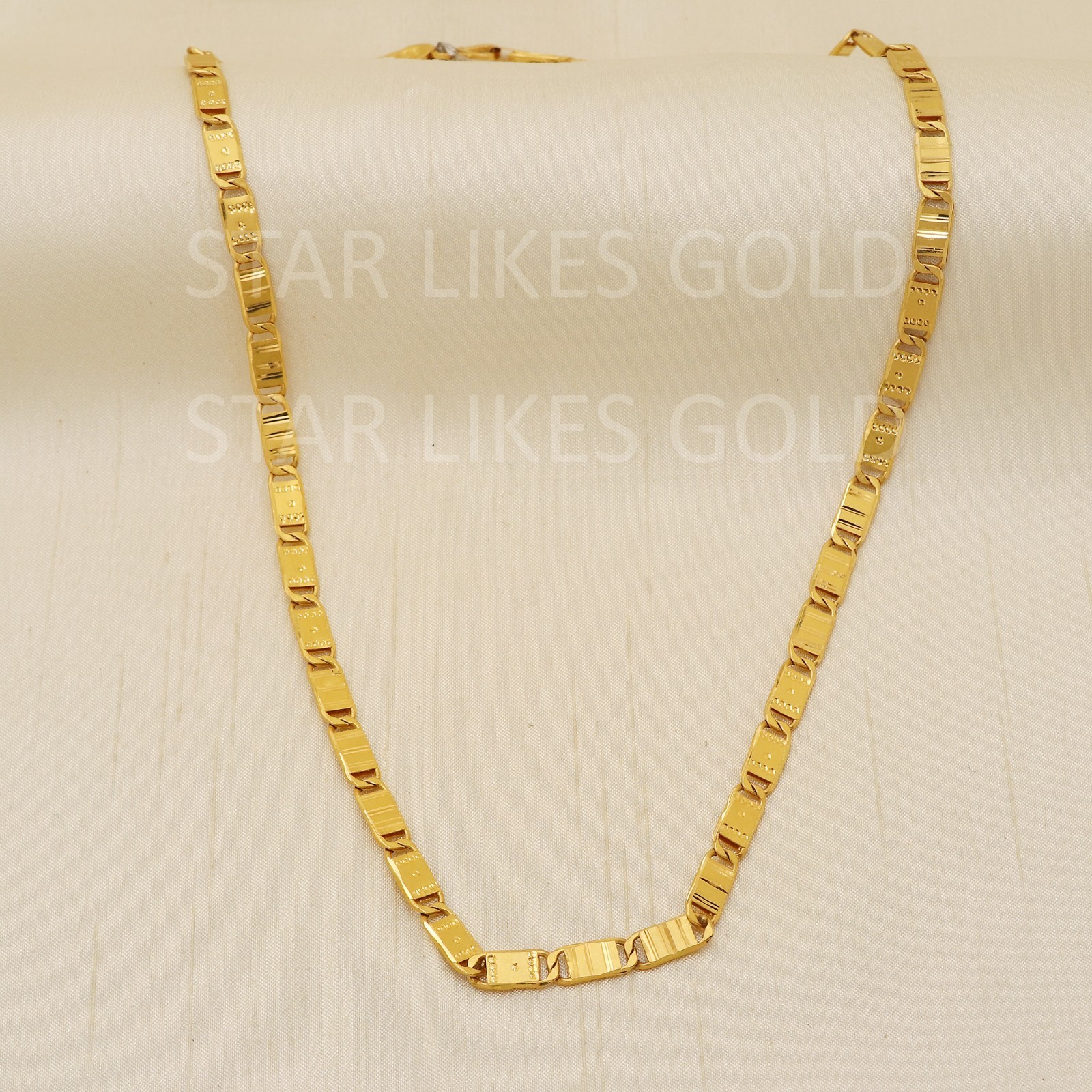 22K Yellow Gold Diamond Cut Machine Chain 21″ 20.14g 5.5mm Textured Link 916