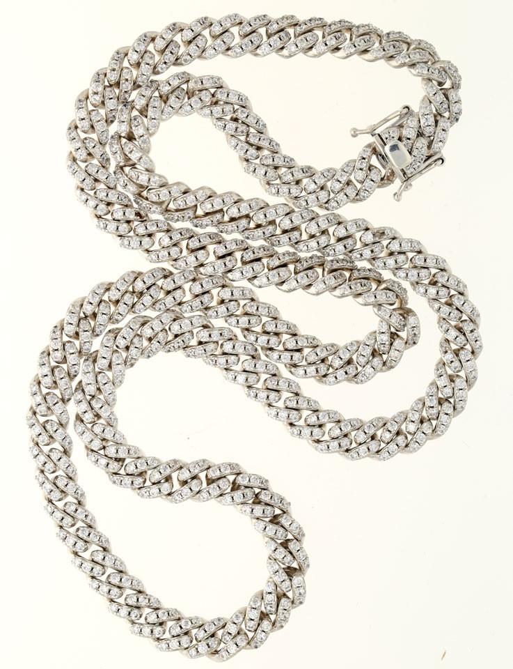 2.81Ozt 7.8MM SOLID Cuban Link Chain CZ Necklace 925 Sterling Silver 24” Long