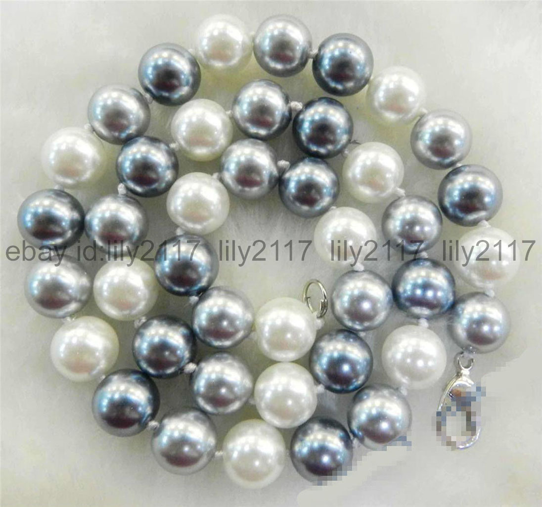 8mm Multicolor South Sea Shell Pearl Round Beads Necklace Bracelet Earrings Set