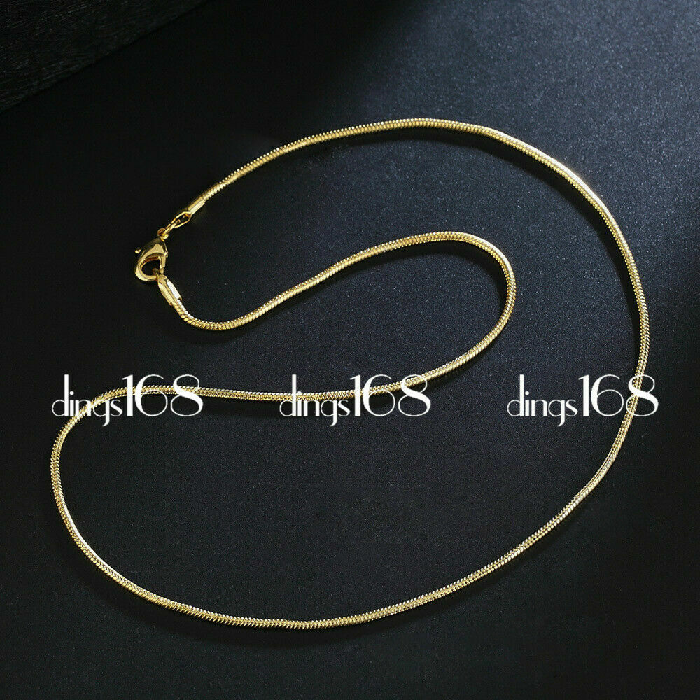 18K Gold Filled Italian Round Snake Chain Necklace 16/18″/20/22/24/26/28-38 inch