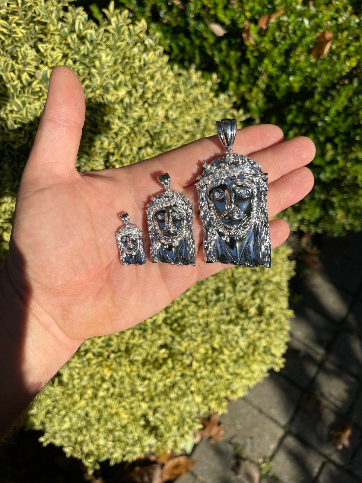 925 Sterling Silver Jesus Piece Pendant Real Baguette MOISSANITE Necklace ITALY
