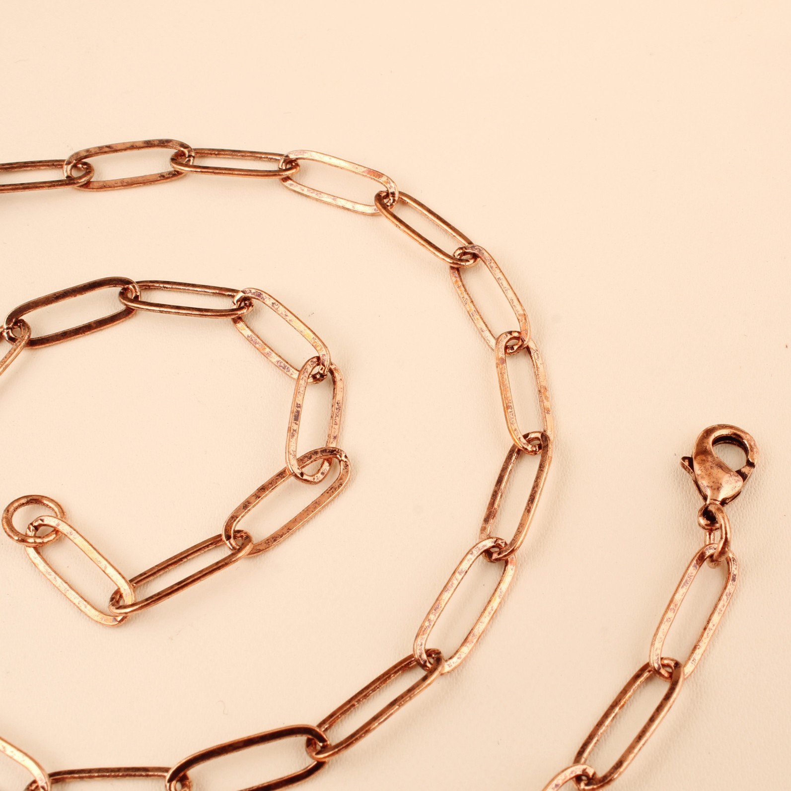 Copper Paperclip Chain Necklace for Women & Men, Lightweight Long Link Chain