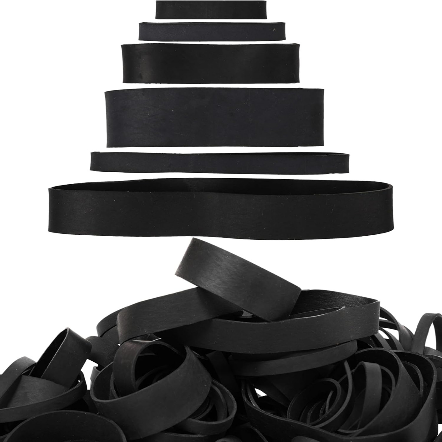 65Pcs Rubber Bands Assorted Sizes 6size Black